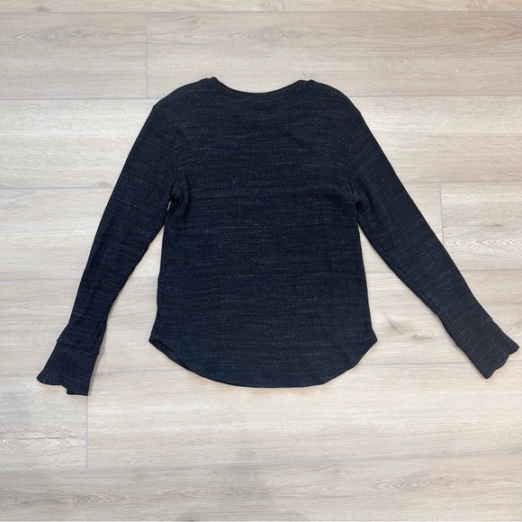 LNA slub sweater long sleeve ribbed cut out knit top XS black - Picture 5 of 8